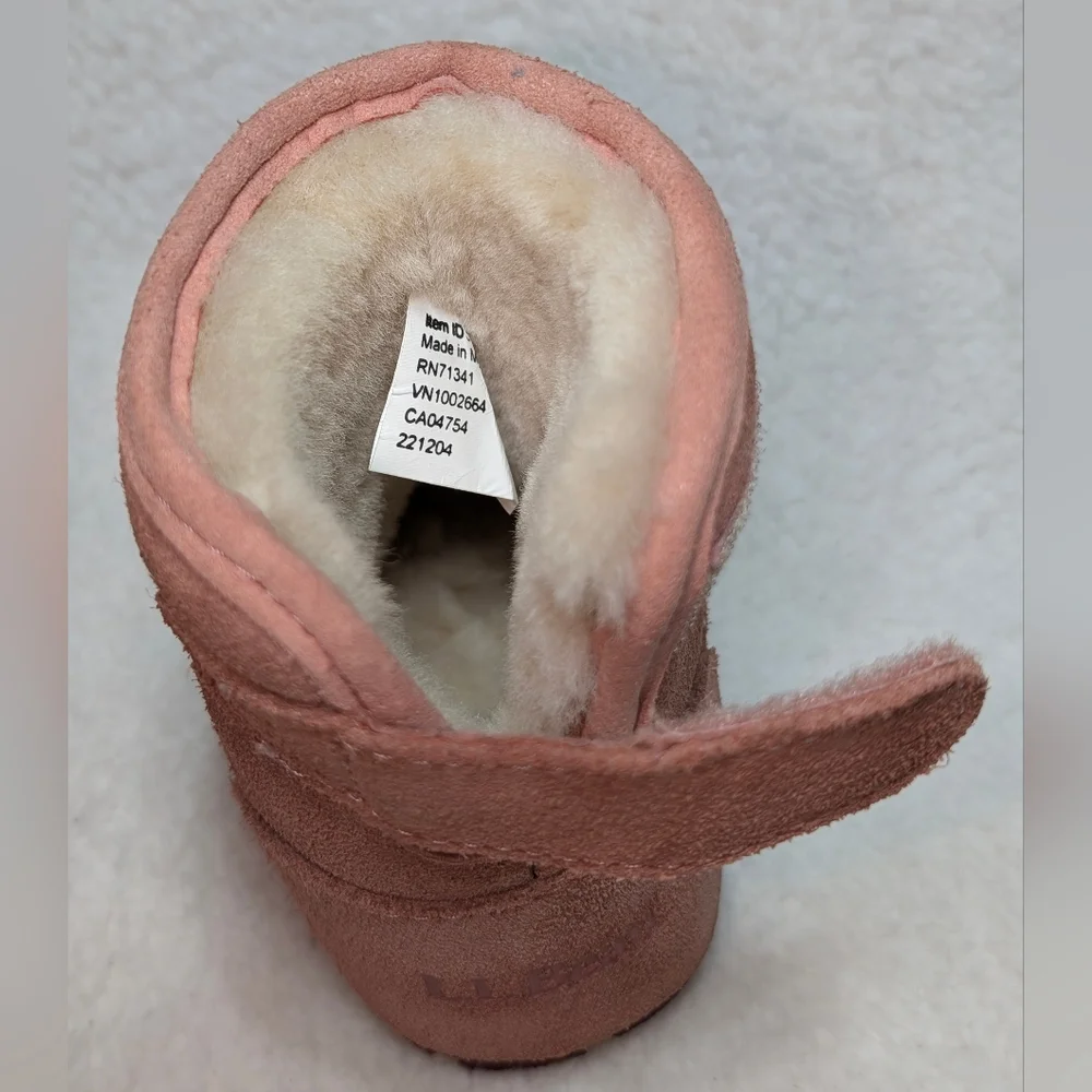 L.L. Bean Toddler SZ 5 Kids' Wicked Cozy Boots Pink Suede Leather Lamb Shearling